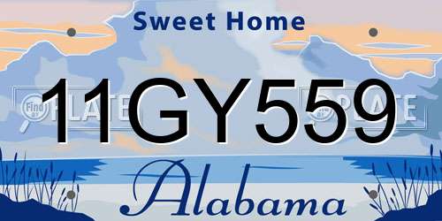 11GY559 Alabama License Plate