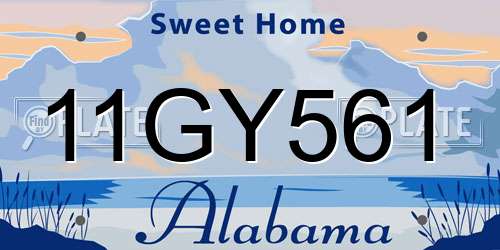 11GY561 Alabama License Plate
