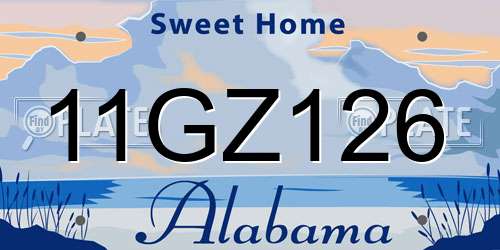 11GZ126 Alabama License Plate