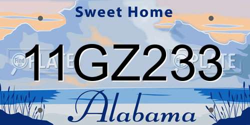 11GZ233 Alabama License Plate