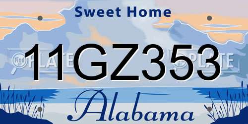 11GZ353 Alabama License Plate