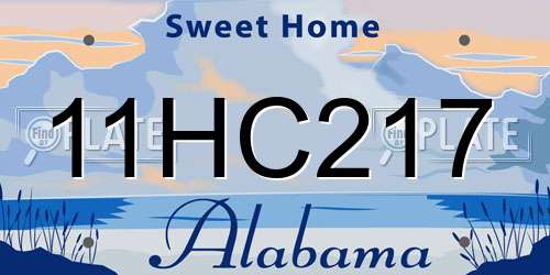 11HC217 Alabama License Plate