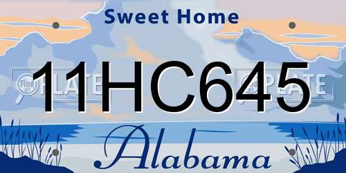 11HC645 Alabama License Plate