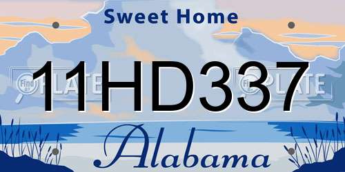 11HD337 Alabama License Plate