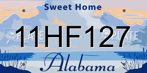 11HF127 Alabama License Plate