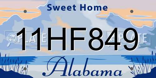 11HF849 Alabama License Plate