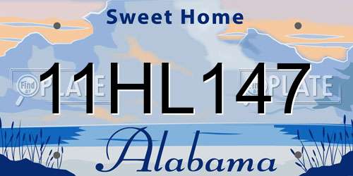 11HL147 Alabama License Plate