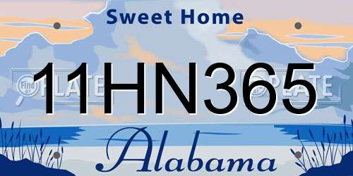 11HN365 Alabama License Plate