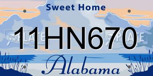 11HN670 Alabama License Plate