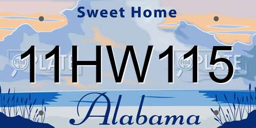 11HW115 Alabama License Plate
