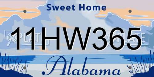 11HW365 Alabama License Plate