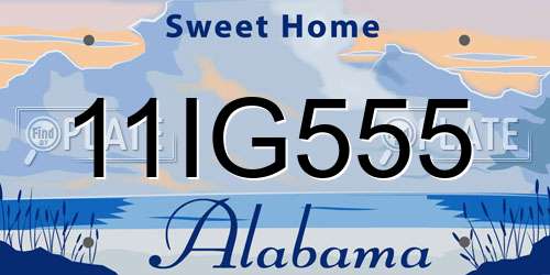 11IG555 Alabama License Plate