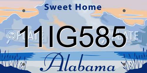 11IG585 Alabama License Plate
