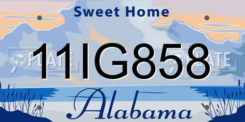 11IG858 Alabama License Plate