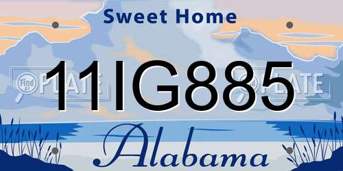 11IG885 Alabama License Plate