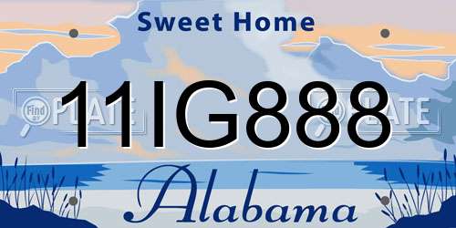 11IG888 Alabama License Plate