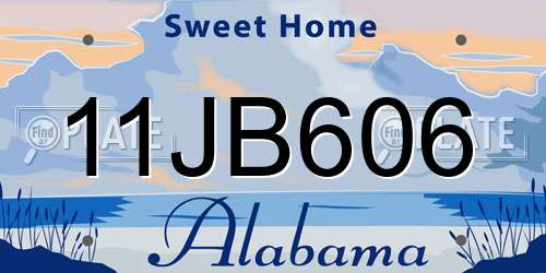 11JB606 Alabama License Plate