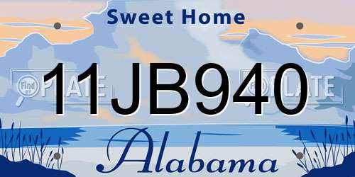 11JB940 Alabama License Plate