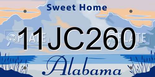 11JC260 Alabama License Plate