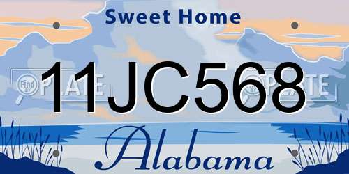 11JC568 Alabama License Plate