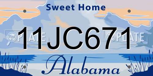 11JC671 Alabama License Plate