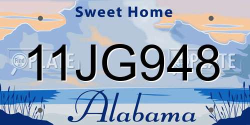 11JG948 Alabama License Plate