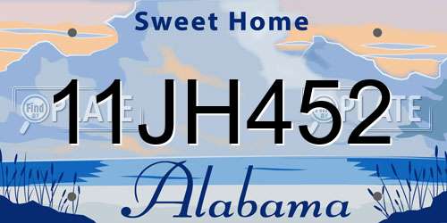 11JH452 Alabama License Plate