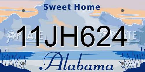 11JH624 Alabama License Plate