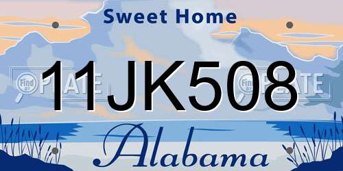 11JK508 Alabama License Plate