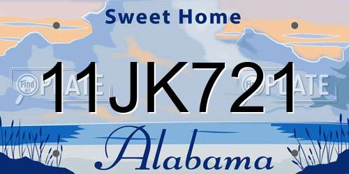 11JK721 Alabama License Plate