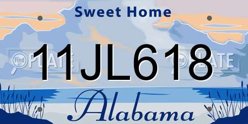 11JL618 Alabama License Plate