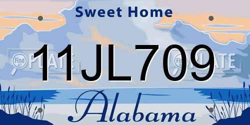 11JL709 Alabama License Plate