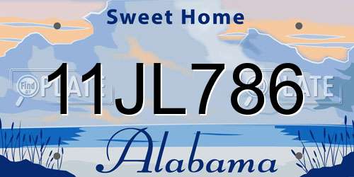 11JL786 Alabama License Plate