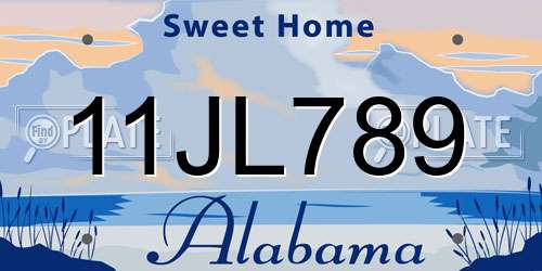 11JL789 Alabama License Plate