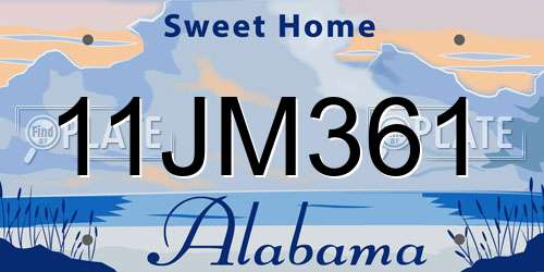11JM361 Alabama License Plate