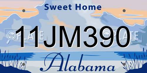 11JM390 Alabama License Plate