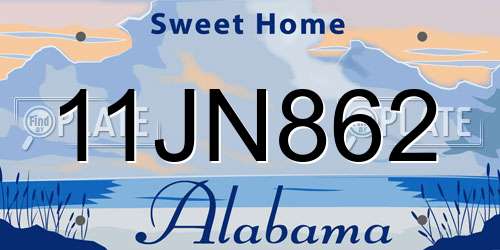 11JN862 Alabama License Plate