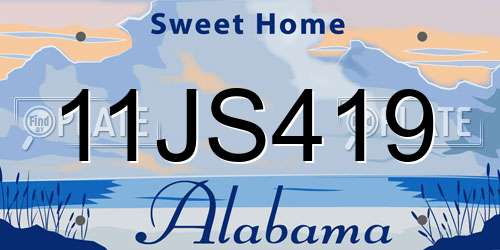 11JS419 Alabama License Plate