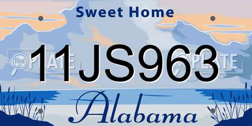 11JS963 Alabama License Plate
