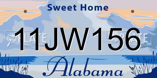 11JW156 Alabama License Plate