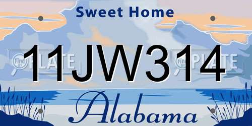 11JW314 Alabama License Plate