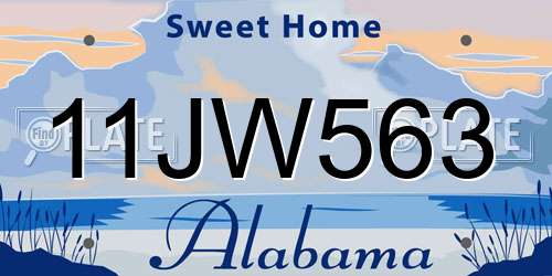 11JW563 Alabama License Plate
