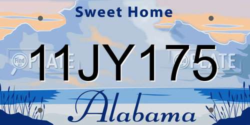 11JY175 Alabama License Plate