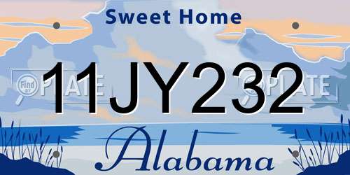 11JY232 Alabama License Plate