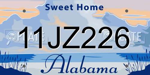 11JZ226 Alabama License Plate
