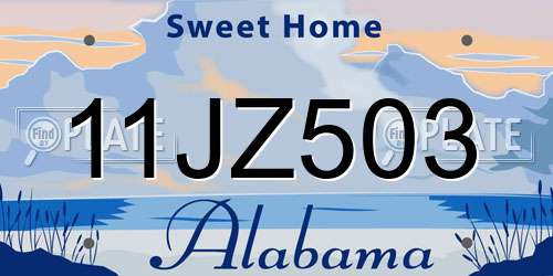 11JZ503 Alabama License Plate