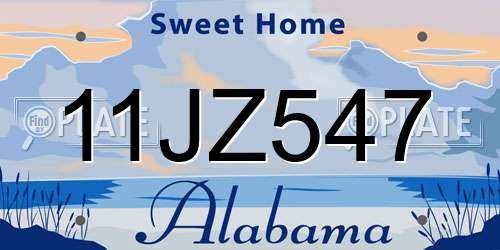 11JZ547 Alabama License Plate