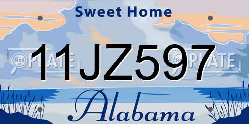 11JZ597 Alabama License Plate