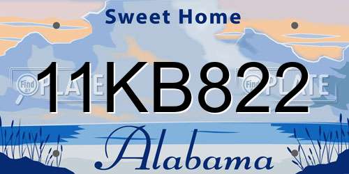 11KB822 Alabama License Plate