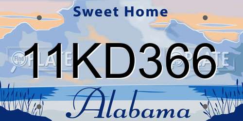 11KD366 Alabama License Plate